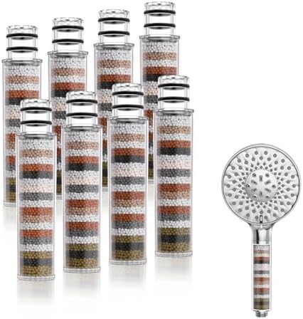 SR SUN RISE Shower Filter for Handheld Shower Head, Replacement Filters for Hard Water Remove Chlorine and Harmful Substances (8 Filters) by SRSUNRISE