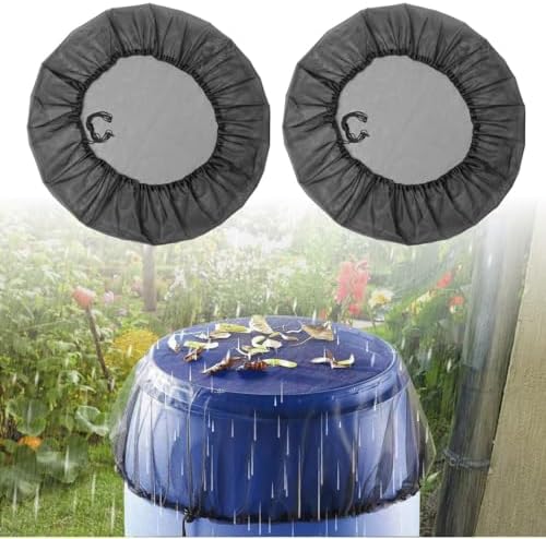 for Deck, Patio, Lawn, Backyard, Garden, Outdoor, Rain Harvesting Netting Screen Protector, 37.4 Water Collection Bucket Yarn Cover, Four Pcs Rain Barrel Mesh Cover with Drawstring by Unknown