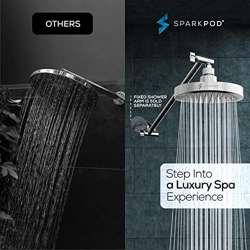 SparkPod 6" Round Rain Shower Head with 16" Shower Arm - Image 2