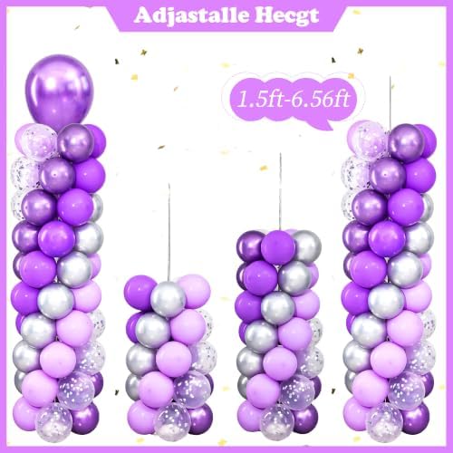 Purpe and Silver Balloon Column Stand Kit Set of 2 for Floor - Image 6