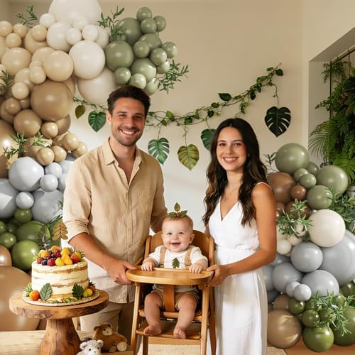 Brown Sage Green Balloon Arch Kit for Safari Jungle Baby Shower Decorations - Image 3
