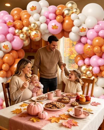 Fall Balloon Arch Kit for Autumn Thanksgiving Party Decorations Pink - Image 2