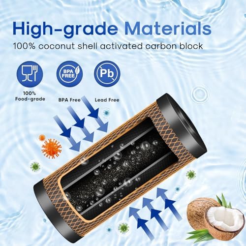 ICEPURE 5 Micron 4.5" x 10" CTO10BB-KDF Whole House Water Filter Coconut Shell Activated Carbon and KDF Replacement Cartridge Heavy Metal Removal Filter, 1PACK - Image 3