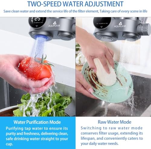 AQUAPUVIR Water Filter For Sink Faucet, LED Sink Water Filter 99% Filtration | Removes Impurities Tap Water Purifier Fits Standard Faucets, Water Filter with1/2 filter element - Image 2