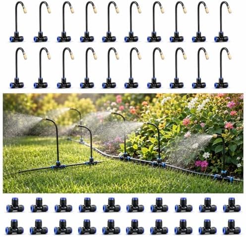 Drip Irrigation Nozzles 20 Pack, 8 Inch Adjustable Sprayers for 1/4 Tubing by WAIWL