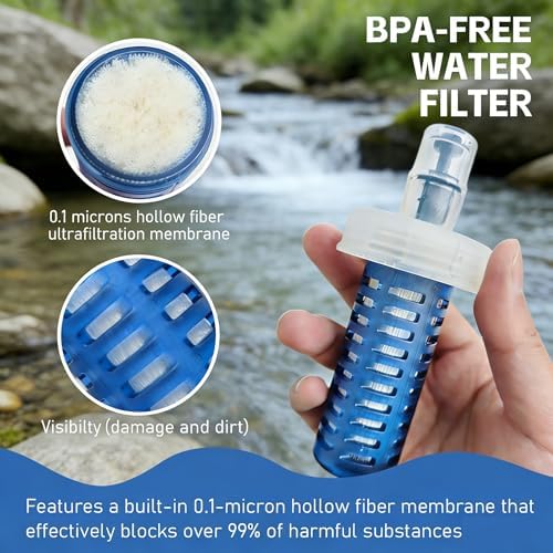 AXEN Collapsible Water Bottle with Filter for Hiking Travel, 1000ml Clear - Image 3