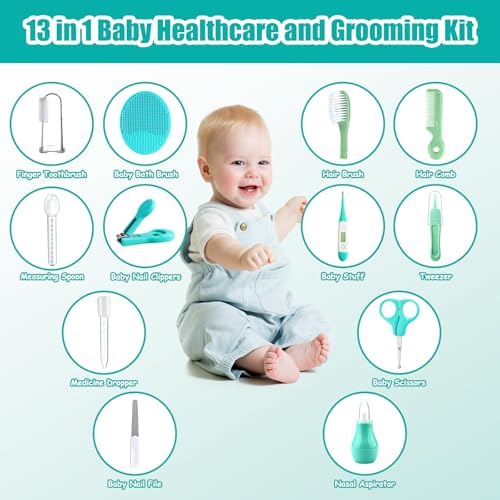 Baby Grooming Kit, Infant Safety Care Set with Hair Brush Comb Nail Clipper Nasal Aspirator,Baby Essentials Kit for Newborn Girls Boys - Image 2