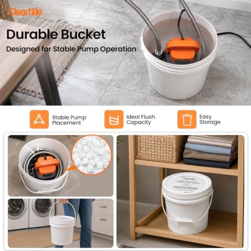 Cleartide Tankless Water Heater Flush Kit with 1/4 HP Circulation Pump, 2 Stainless Steel Hoses & Flush Bucket, Reusable Descaling Maintenance Kit for DIY Water Heater Cleaning System - Image 5