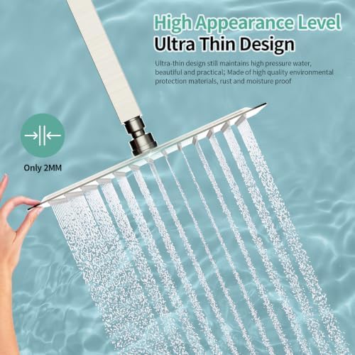 SR SUN RISE 10 Inch Rain Shower Head Brushed Nickel 304 Stainless Steel High Pressure Rainfall Showerhead Ultra Thin Water Saving - Image 5