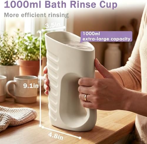 Babylush Baby Bath Rinse Cup & Rinser – 1000ml Soft EVA, 0.3lb Lightweight, BPA-Free Bath Water Pourer, Baby Bath Pitcher, Shower Cup for Kids (Grey) - Image 6