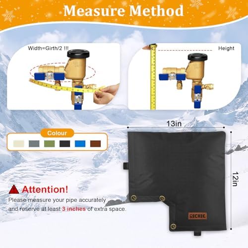 Backflow Preventer Insulated Cover (5°F) for Winter Freeze Protection, 13"W x 12"H Thickened Pressure Vacuum Breaker & Well Pump Cover, Outdoor Waterproof Insulation Pouch for Sprinkler Valve, Black - Image 2