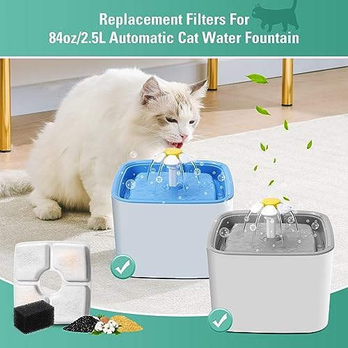 12 Pack Replacement Filters & Pre-filter Sponges for 84oz/2.5L Automatic Pet Fountain, BFLICROY Cat Water Fountain Filter, Triple Filtration Pet Fountain Replacement Filters - Image 2