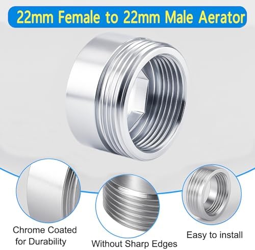 Faucet Aerator Adapter - 55/64 inch Female to 55/64 inch Male, Chrome Brass Sink Adapter, for Kitchen and Bathroom Faucet Adapter Kit Connection (F22-M22) - Image 5