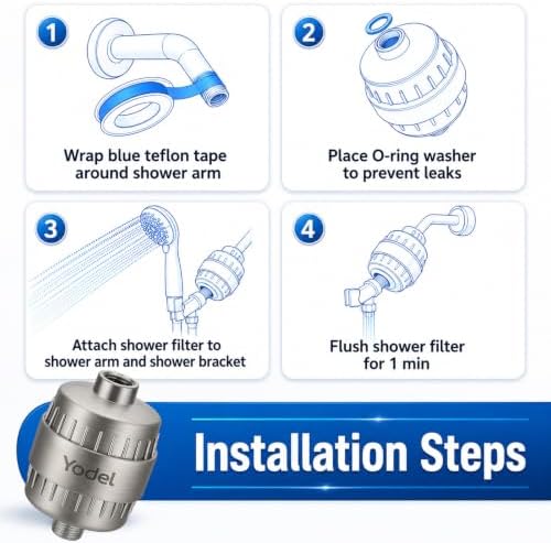 Yodel Shower Filter Brushed Nickel - Shower Head Filter for Hard Water - Water Softener to Remove Chlorine and Fluoride,Improve Hair and Skin Condition - Image 7