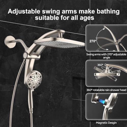 12-Inch High Pressure Rain Shower Head with Handheld Spray Combo, Magnetic - Image 5