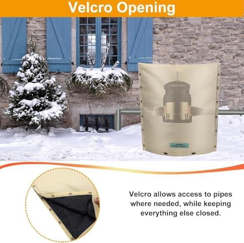 20" W x 16" H Insulated Backflow Preventer Pipe Cover, Khaki - Image 5