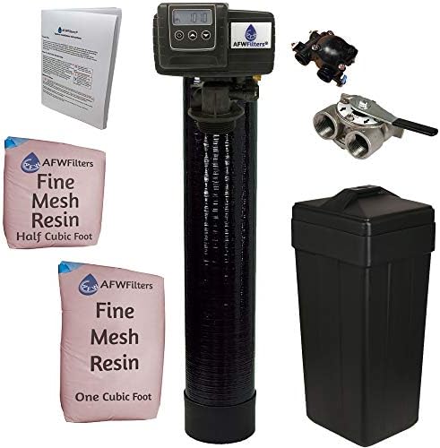 AFWFilters 1.5 Cubic Foot (48k) Whole Home Iron Pro Water Softener with Fine Mesh Resin,1" Stainless Steel FNPT Connection, and Black Tanks by Abundant+Flow+Water+Systems