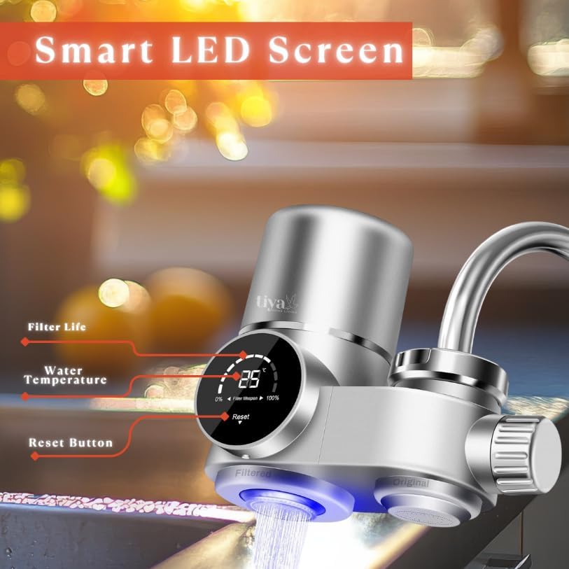 Faucet Mount Water Filter- Smart LED Display | Advanced UV Blue Light Purification Indicator | Reduce Lead Chlorine | Tap Water Purifier Fits Standard Faucets - Includes 1 Filter - Image 5