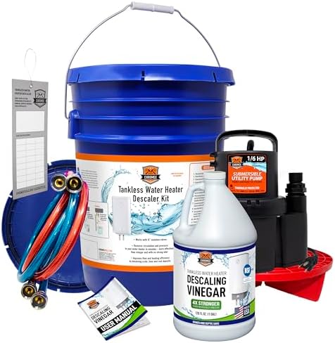 Chromex Tankless Water Heater Flush Kit with NSF Certified Concentrated Vinegar, Dilutes to 4 Gallons and 1/6HP Extra Strength Pump by Chromex