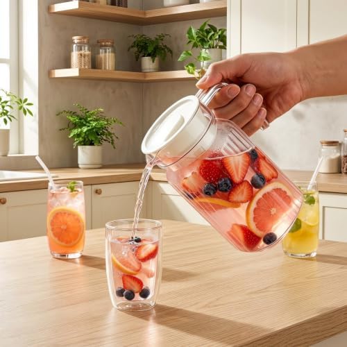20oz Acrylic Small Pitcher with Lid and Handle, Jar Carafe for Ice Water - Image 5
