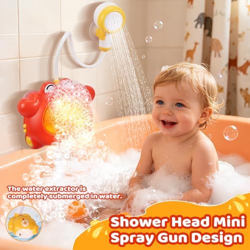 Bath Toys for Kids Ages 1-3 4-8 Rechargeable Bath Bubble Machine 2 in 1 with Baby Shower Head Light Up Crab Bath Toys with Colourful RGB Light for Toddler Boys and Girls - Image 2