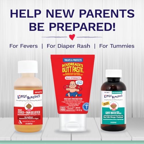 Little Remedies New Baby Essentials Kit with Saline Nasal Spray, Diaper Rash Cream, Gas Relief Drops, Gripe Water & More, Safe for Newborns, Multi-Color - Image 4