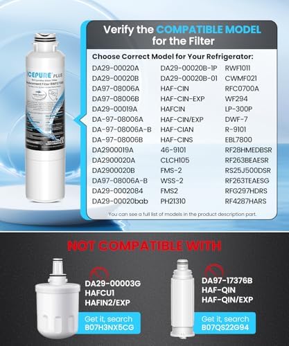 ICEPURE PLUS DA29-00020B NSF/ANSI 53 & 42 Certified Refrigerator Water Filter, Remove Lead, Replacement for Samsung HAF-CIN/EXP HAF-CIN DA29-00020B-1 HDX FMS-2 RF28HMEDBSR RF263BEAESR RF4287HARS 3PACK - Image 3