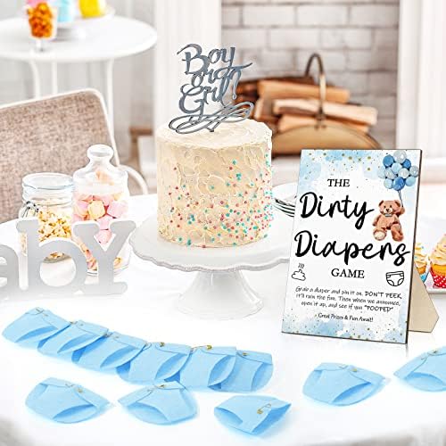 Roowest 51 Pcs Dirty Diaper Baby Shower Games, Bear Blue - Image 6