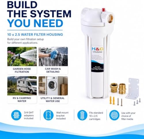 H&G Lifestyles Garden Hose Water Filter Housing 10" x 2.5" - Image 5