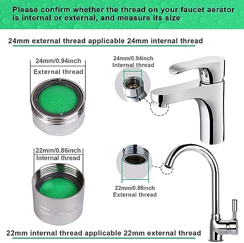 SHAP+ Faucet Aerator, Flow Restrictor Insert, Sink Aerator Replacement Parts for Bathroom or Kitchen Sink Faucet Filter, Fit for Internal and External Thread Faucet Aerators, with Washer (12pcs) - Image 3