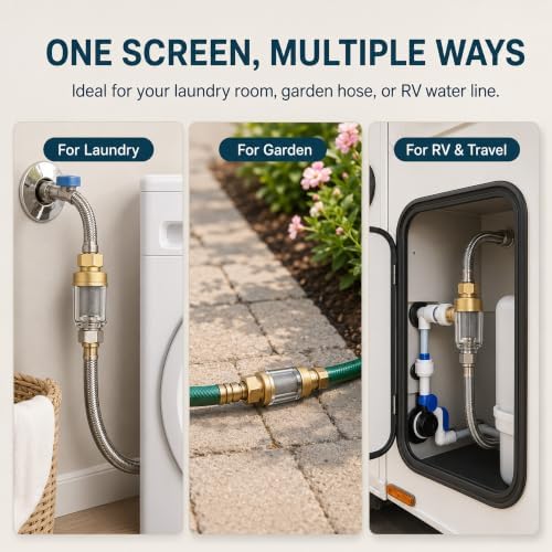 2 Pack Washing Machine Inline Water Filter, Brass Sediment Filter - Image 3