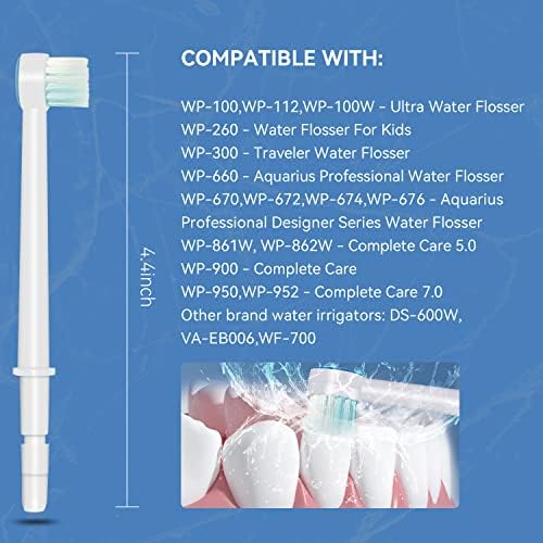 Replacement Heads for Waterpik, Water Flosser Replacement Heads Parts for Waterpik Oral Irrigator, Aquaflosser 6 Tips Tongue Combo - Image 4