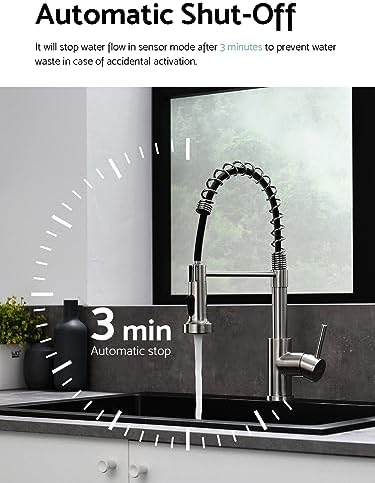 WEWE Touchless Kitchen Faucet, 2-Mode Sprayer, Brushed Nickel, Pull-Down - Image 5