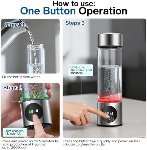 Hydrogen Water Bottle Generator, Portable Rechargeable aquahealth Hydrogen Water, Hydrogen Water Ionizer Machine, with SPE/PEM Technology, for Home Office Travel Fitness Drinking - Image 7