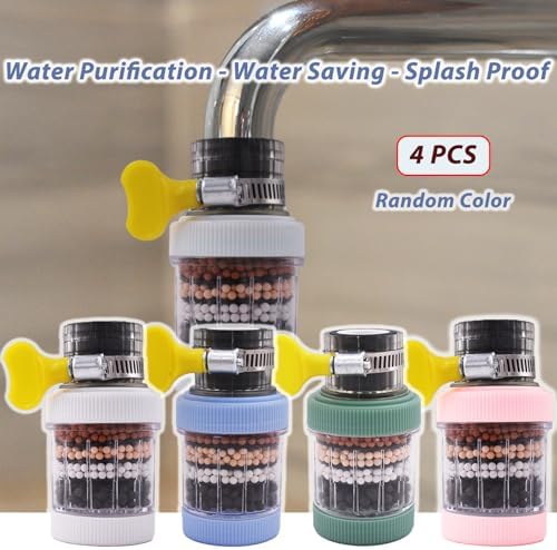 4 Pack Faucet Mount Filters,Faucet Water Filter for Kitchen,Purifier Kitchen Tap Filtration for Kitchen Bathroom with Activated Carbon Removes Chlorine Fluoride Heavy Metals Hard Water (Random Color) - Image 6
