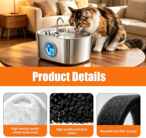 36 Pack Cat Water Fountain Filter Set Fit for Stainless Steel Pet Fountain - Image 4