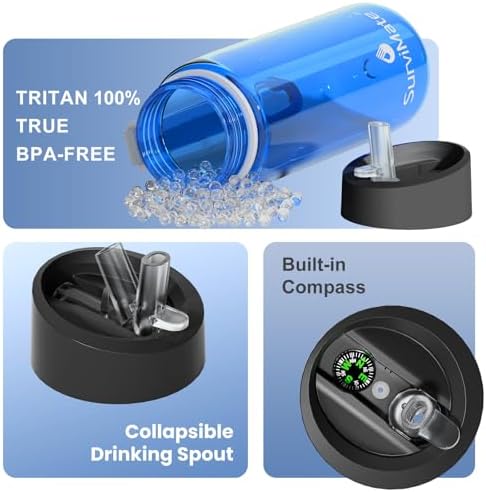 SurviMate Purified Water Bottle for Camping, Hiking, Backpacking and Travel, BPA Free with 5-Stage Intergrated Filter Straw - Image 5