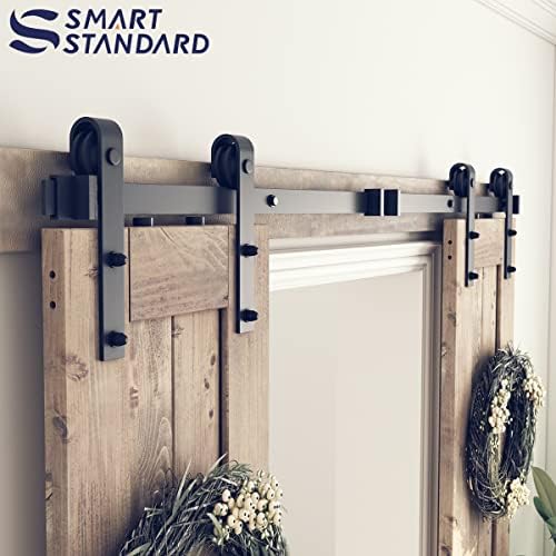 SMARTSTANDARD 6 FT Double Barn Door Hardware Kit, Fit 18" Wide Door Panel - Image 5