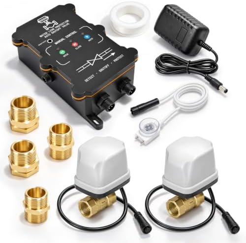 Washing Machine Leak Detector Kit with Automatic Shutoff, 3/4" Brass Valve by Unknown