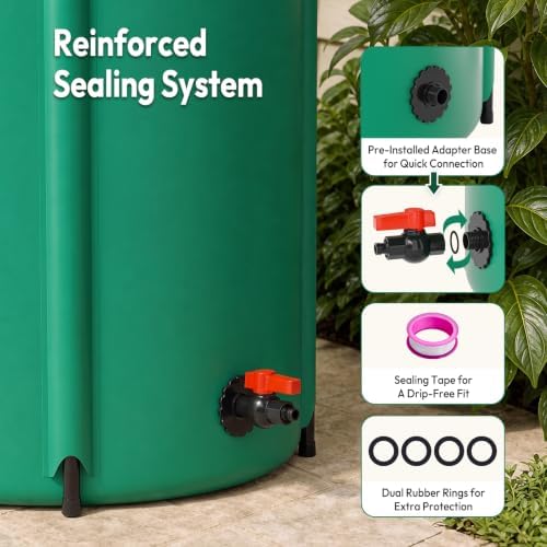 VINGLI Collapsible Rain Barrel Portable Rain Water Collection (Green, 132 Gallon) - Image 3