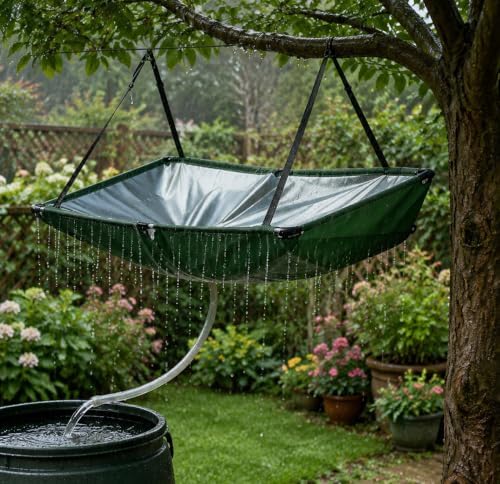 Collapsible Rain Barrel Water Collector, Portable Cloth Rainwater Harvesting System with Hose, Filter & Overflow Valve, Eco-Friendly Water Storage Solution for Garden, Lawn, Backyard & Camping by Unknown