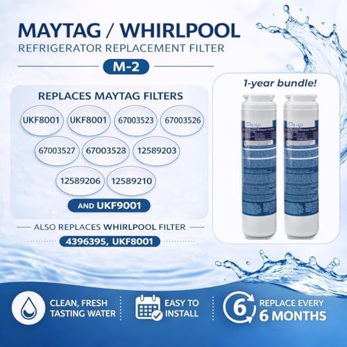 Watts M-2-2 Maytag Refrigerator Water Filter Replacement Cartridge 2-Pack, Compatible with UKF8001/UKF8001AXX, 6-Month Life, Reduces Lead, Chlorine & VOCs, NSF Certified - Image 2