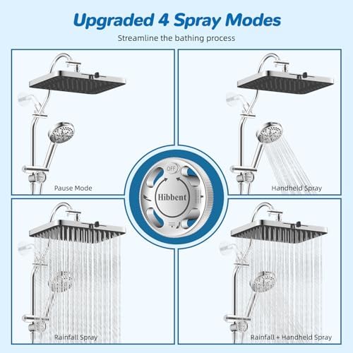Hibbent cUPC Certified High Pressue 13'' Rainfall Shower Head with 5-Spray - Image 4