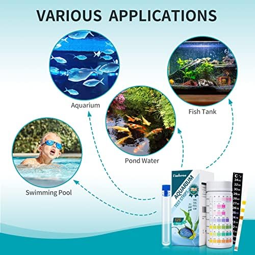 Umlecoa 7 in 1 Aquarium Test Kit for Freshwater and Saltwater - 125 Aquarium Test Strips with Test Tube & Thermometer - Fast & Accurate Water Testing Strips for Aquarium/Pond/Pool - Image 6