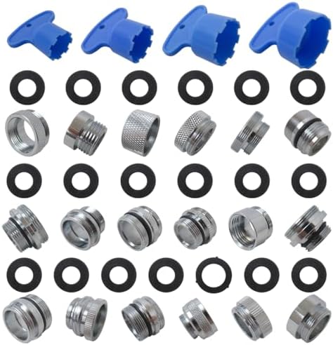 18 Pieces Faucet Adapter Kit, Kitchen Sink Aerator Adapters with 4Pcs Removal Wrench Tools, Male Female Connectors for Faucet with Removable Aerators to Water Filter, Garden Hose, RV by Mijibisu