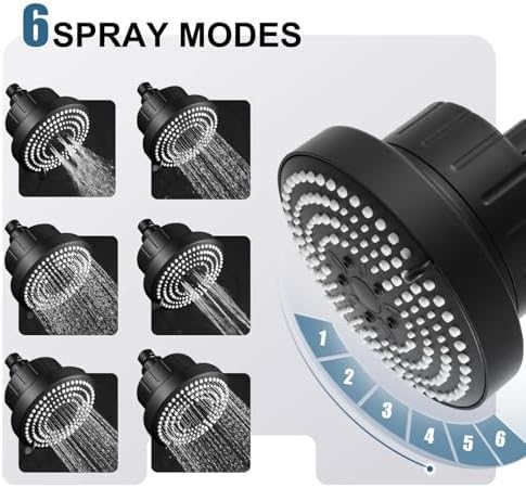 OFFO Filtered Shower Head, 20 Stage Shower Filter Head for Hard Water, 6 Modes High Pressure Shower Head with Filter for Remove Chlorine and Harmful, Matte Black - Image 4