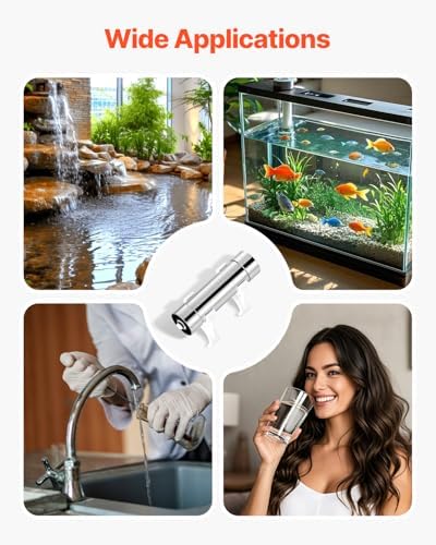 VEVOR UV Water Purifier, 8W 1GPM, 110V Versatile Ultraviolet Water Purifier Filter with Stainless Steel Housing, Whole House UV Water Filter with Quartz Sleeve Fit for Shower/Drinking/Cleaning - Image 5