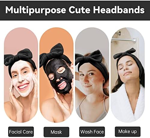 Ondder Black Spa Headband for Women and Girls - Washing Face, Bow Skincare Headbands, Makeup, Shower Hair Accessories - Image 5