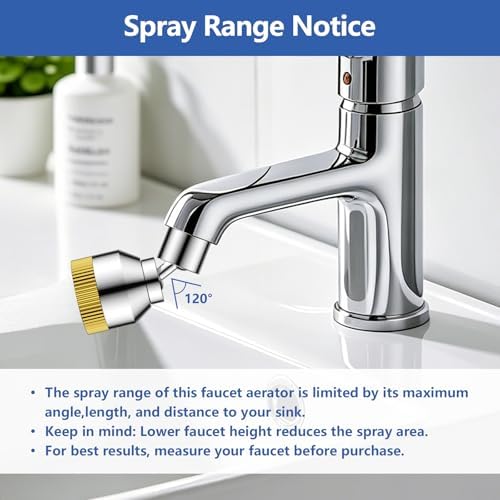 Faucet Sink Aerator/Extender/Sprayer/nozzle,Faucet Attachment Replacement for Bathroom&Kitchen, Anti-slip Swivel Aerator with 55/64" Threaded Adapter (Standard Silver) - Image 5