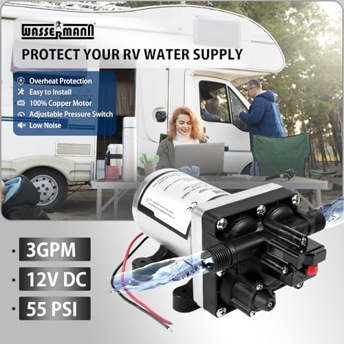 WASSERMANN RV Water Pump 12V DC 4008-101-A65/E65 Replacement, 3.0 GPM 55PSI, Quiet Water Pump for Camper RV Shower Garden Industrial Yacht Sprayer Food Truck Travel Trailer Water Pumps with Acessories - Image 2